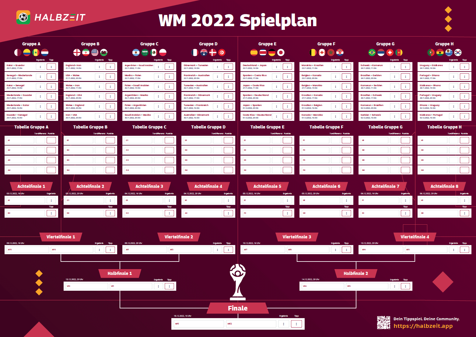 WM 2022 Spielplan Download als PDF
